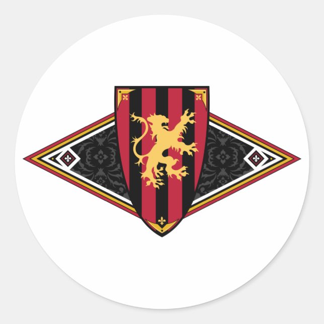 Medieval Shield Sticker Runt Klistermärke (Framsida)