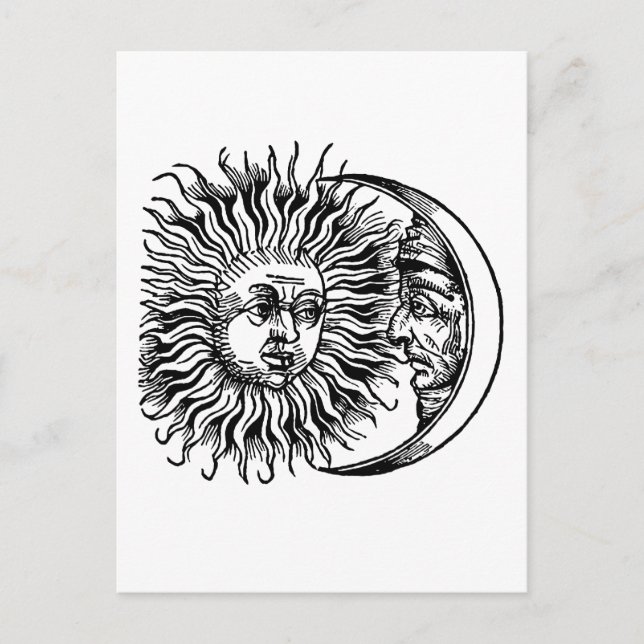 Medieval sol och måne vykort (Framsida)
