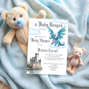 Medieval söt baby draon babydusch inbjudningar
