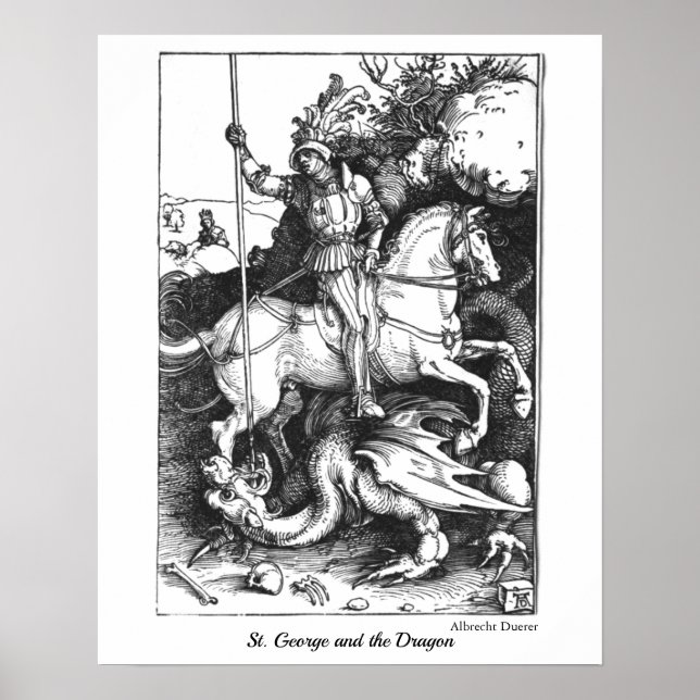 Medieval St. George och Dragon Vuxen Coloring Poster (Framsidan)