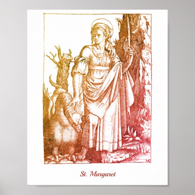 Medieval St. Margaret Renaissance Catholic Saint Poster (Framsidan)