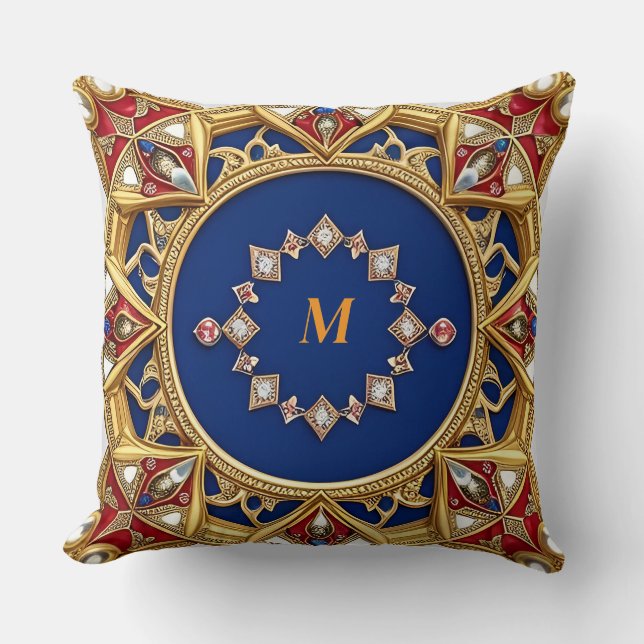 Medieval Stil Artistic Golden Ornament Kudde (Framsida)