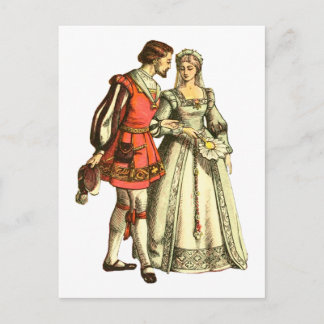 Medieval Stil illustration ~ Lord and Dam Vykort