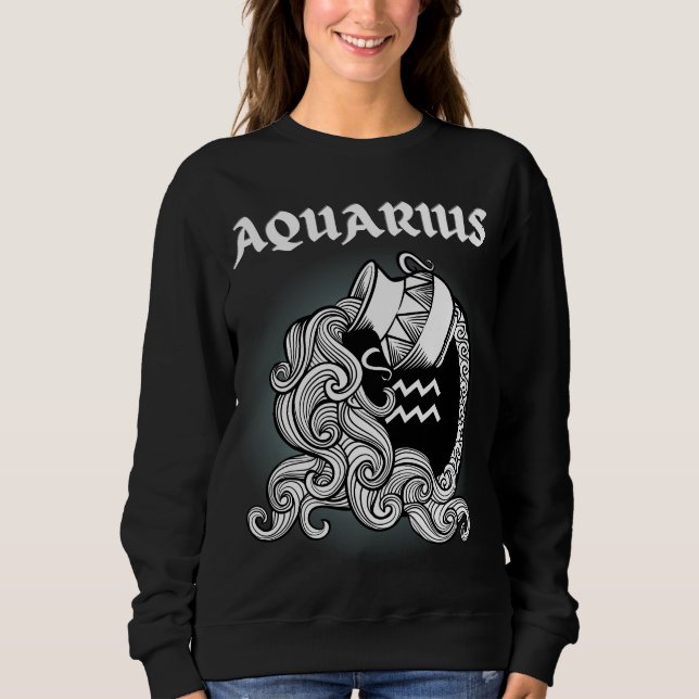 Medieval Stil Zodiac Aquarius T Shirt (Framsida)