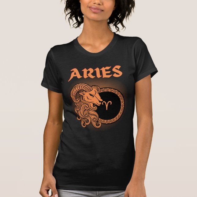 Medieval Stil Zodiac Aries T Shirt (Framsida)