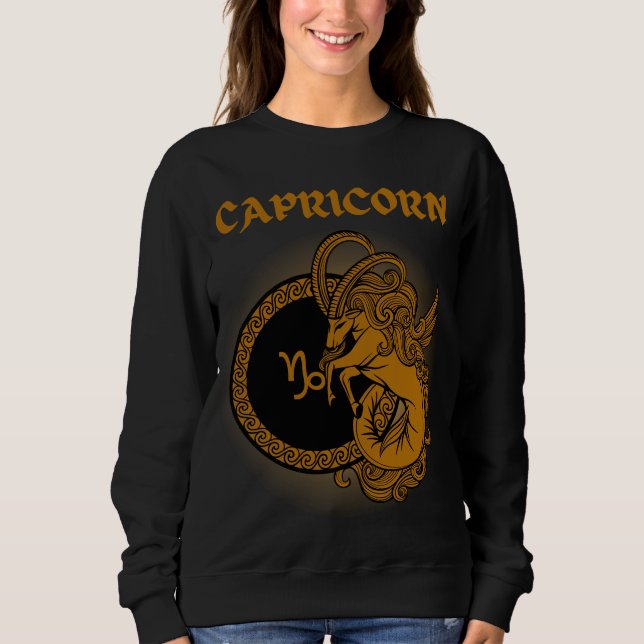 Medieval Stil Zodiac Capricorn T Shirt (Framsida)