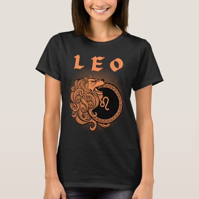 Medieval Stil Zodiac Leo T Shirt (Framsida)
