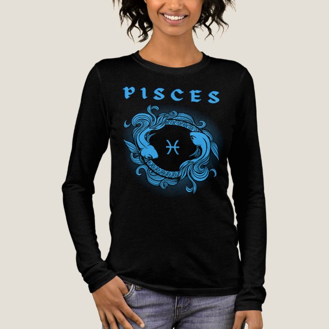 Medieval Stil Zodiac Pisces T Shirt (Framsida)