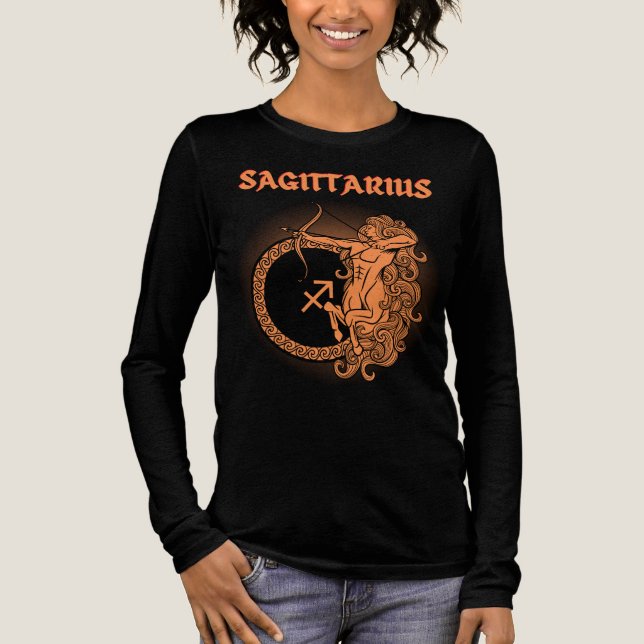 Medieval Stil Zodiac Sagittarius T Shirt (Framsida)