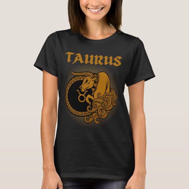 Medieval Stil Zodiac Taurus T Shirt (Framsida)