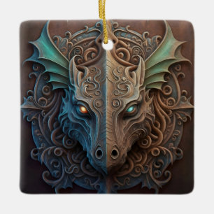 Medieval Stone Gargoyle Dragon Carving Julgransprydnad Keramik