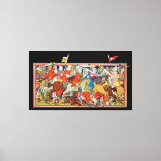 Medieval strid - unik manuskript belysning canvastryck