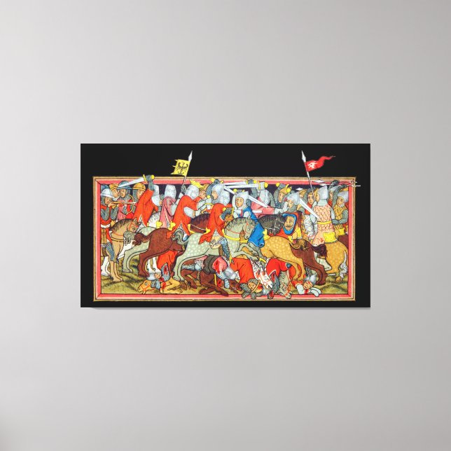 Medieval strid - unik manuskript belysning canvastryck (Framsida)