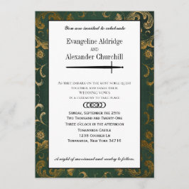 Medieval Sword Elegant Tabletop Gamer Bröllop Inbjudningar