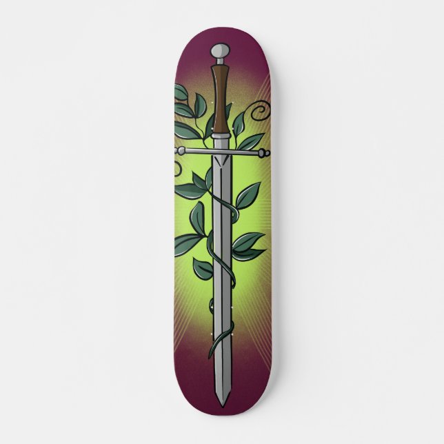 Medieval Sword & Vine  Mini Skateboard Bräda 18,5 Cm (Framsida)