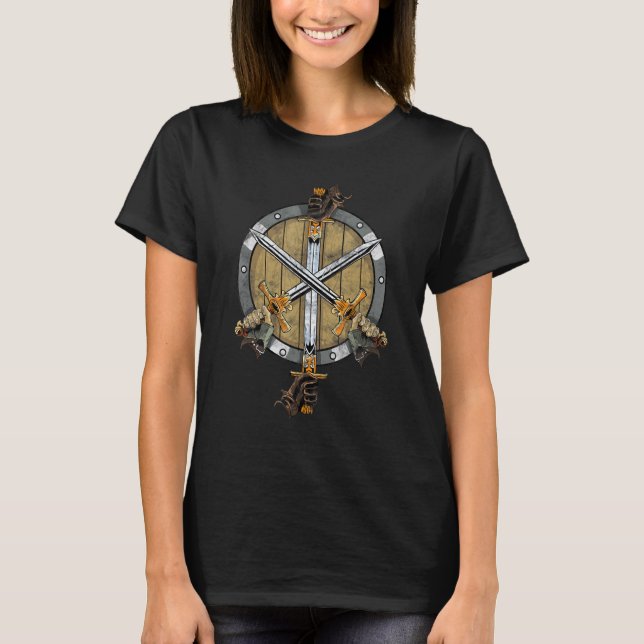 Medieval Swords Inspired Medieval Shields Related T Shirt (Framsida)