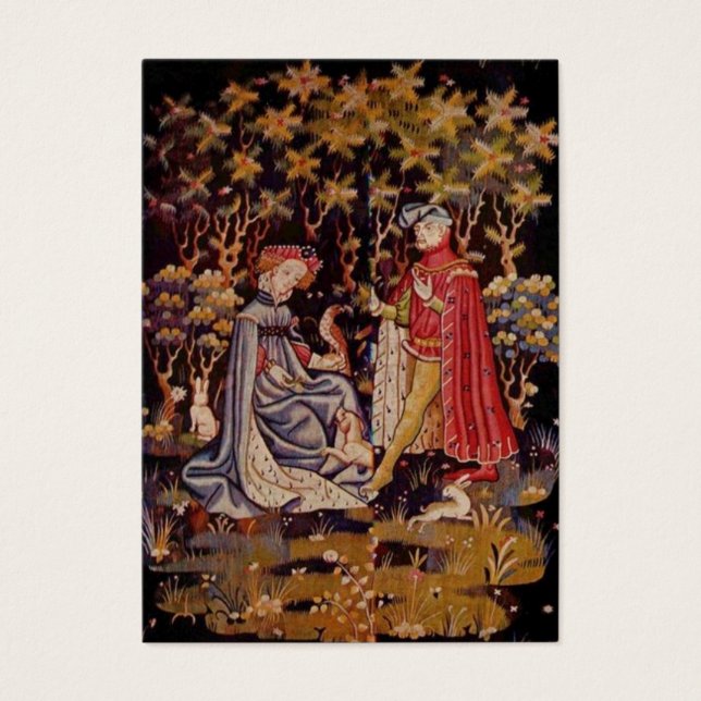 Medieval tapestry älskare visitkort (Framsidan)