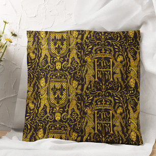 Medieval Tapestry Guld och Black Kudde