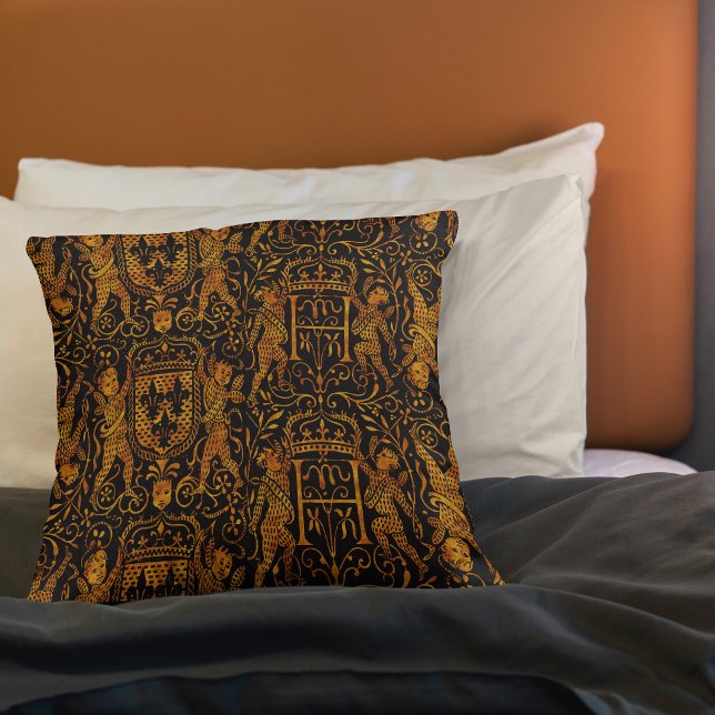 Medieval Tapestry Red Guld och Black Kudde (Skapare uppladdad)