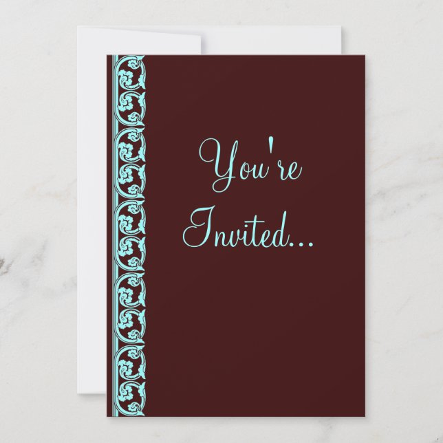 Medieval Teal on Chocolate Anpassningsbar Investig Inbjudningar (Framsida)