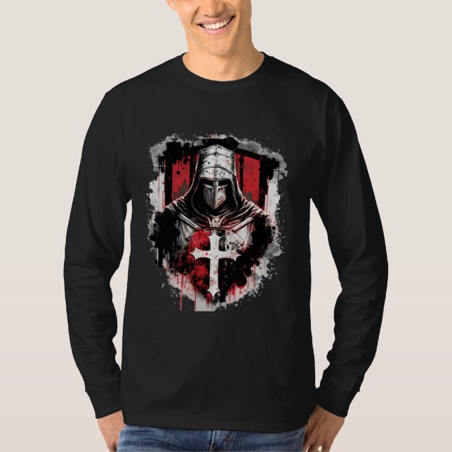 Medieval Templar Knights Crusader T Shirt (Framsida)