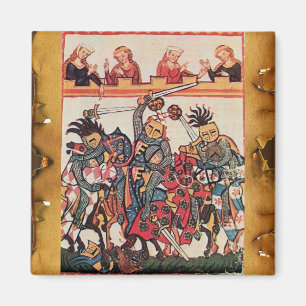 MEDIEVAL TOURNATION, FIGHTING KNIGHTS OCH DAMSEL MAGNET
