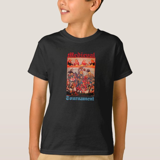 MEDIEVAL TOURNATION, FIGHTING KNIGHTS OCH DAMSEL TEE SHIRT (Framsida)
