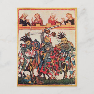 MEDIEVAL TOURNATION, FIGHTING KNIGHTS OCH DAMSEL VYKORT