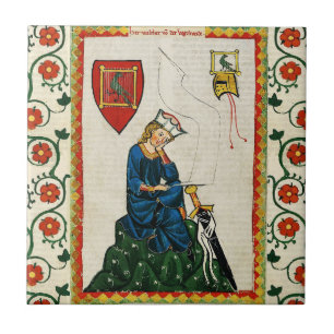 MEDIEVAL TYMAN POET WALTHER VON DER VOGELWEIDE KAKELPLATTA
