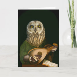 Medieval Uggla spelar sin lute Tack Kort