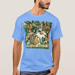 Medieval Unicorn Blommigt Tapestry 3 T Shirt