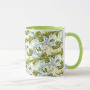 MEDIEVAL UNICORN HERD, HORSES, STALLION Fantasy Mugg