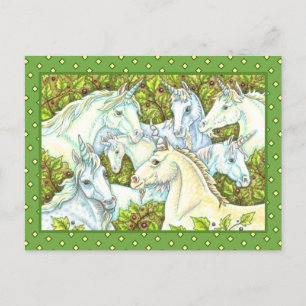MEDIEVAL UNICORN HERD, HORSES, STALLION Fantasy Vykort