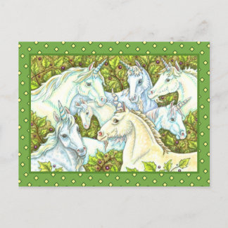 MEDIEVAL UNICORN HERD, HORSES, STALLION Fantasy Vykort
