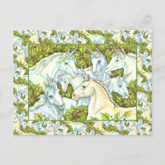 MEDIEVAL UNICORN HERD, HORSES, STALLION Fantasy Vykort
