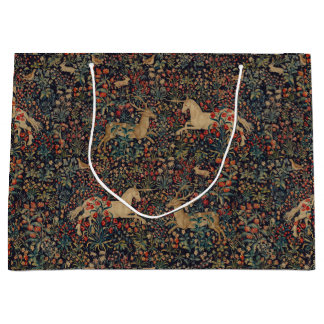 Medieval Unicorn Midnight Blommigt Garden