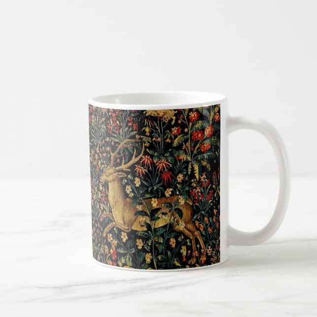 Medieval Unicorn Midnight Blommigt Garden Kaffemugg (Höger)