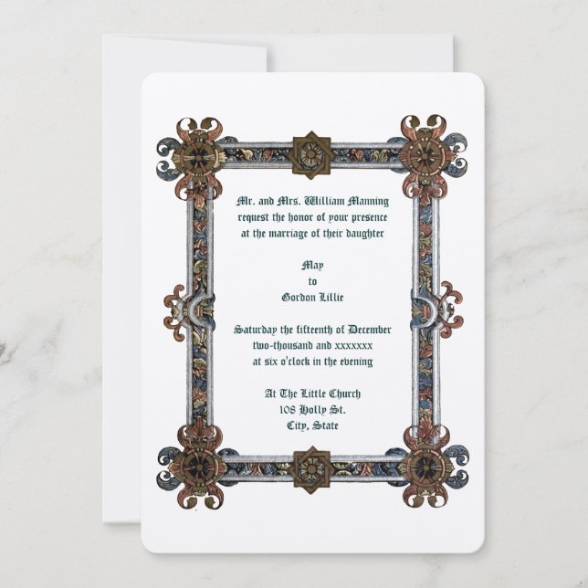 Medieval Upplyst Stil Ram Bröllop Inbjudningar (Framsida)