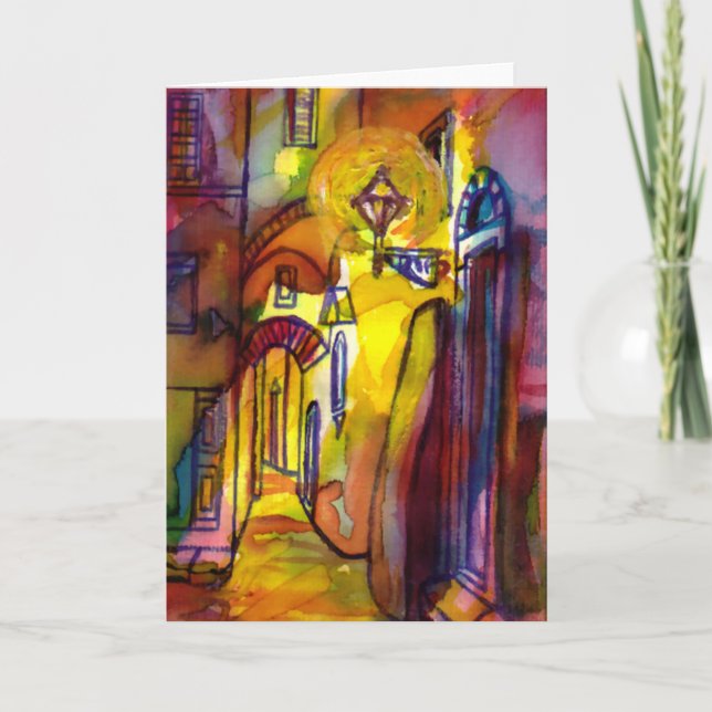 Medieval vid natten i Florens - detaljer Helgkort (Framsida)