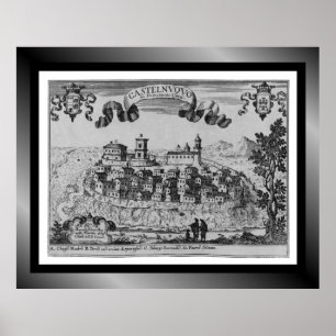 Medieval Village Karta Castelnuovo ~ Italien ~ Pos Poster
