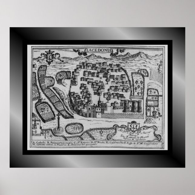 Medieval Village Karta ~ Ledonien ~ Italien~ Poste Poster (Framsidan)