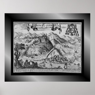 Medieval Village Karta Monte Casino ~ Italien~ Pos Poster