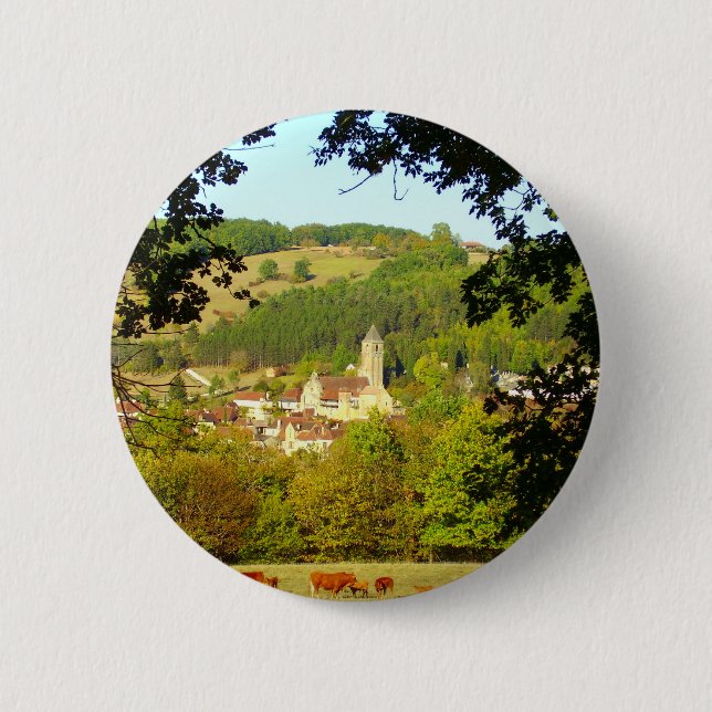 Medieval Village of Plazac Badge Knapp (Framsida)