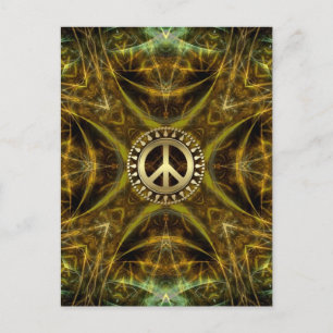 Medieval Visions Golden Peace Symbol Postcard Vykort