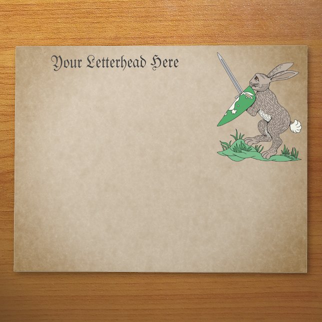 Medieval Warrior Rabbit Anteckningsblock (Medieval Warrior Rabbit Notepad on Desk)