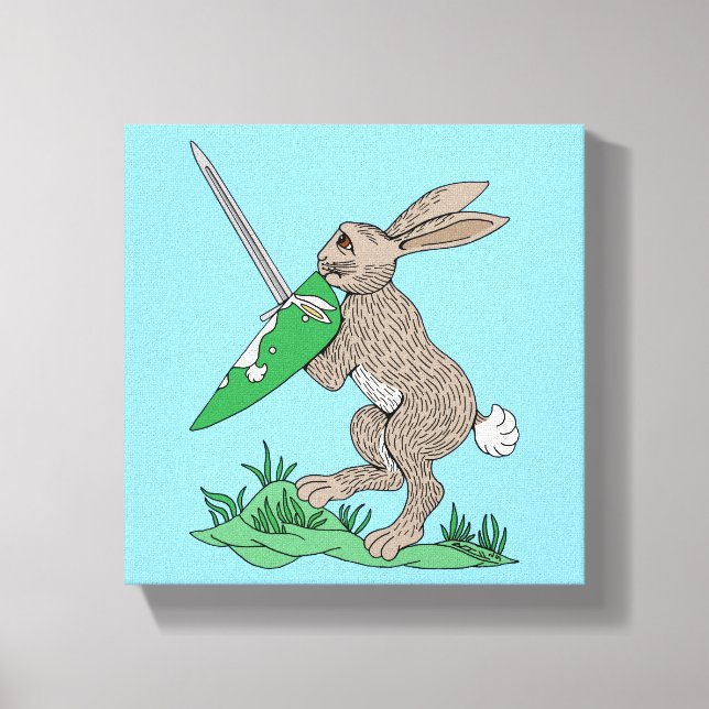Medieval Warrior Rabbit Canvastryck (Framsida)