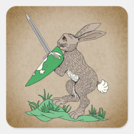Medieval Warrior Rabbit Fyrkantigt Klistermärke