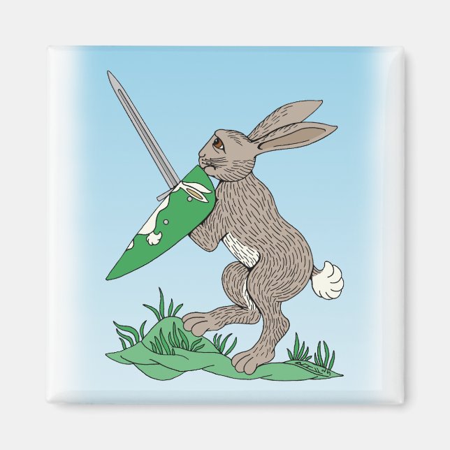 Medieval Warrior Rabbit Magnet (Framsidan)