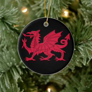Medieval Welsh Dragon Personlig Julgransprydnad Keramik