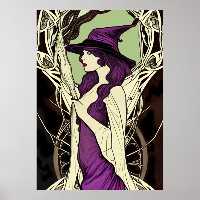 Medieval Witch Art nouveau Poster (Framsidan)